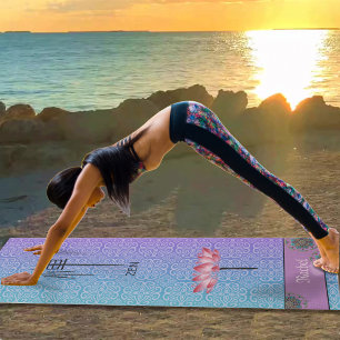 Custom Blue Purple Mandala Pattern Lotus Zen Kanji Yoga Mat