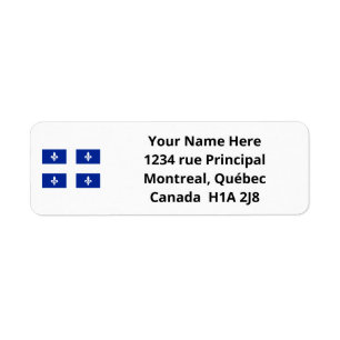 Custom Blue Quebec Province Flag Address Label