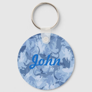 Custom Blue Reptile Camouflage Key Chain