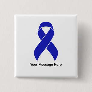 Custom Blue Ribbon Colon Cancer Awareness 15 Cm Square Badge
