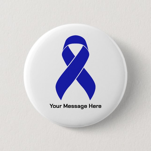 Custom Blue Ribbon Colon Cancer Awareness 6 Cm Round Badge (Front)