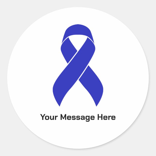 Custom Blue Ribbon Colon Cancer Awareness Classic Round Sticker (Front)