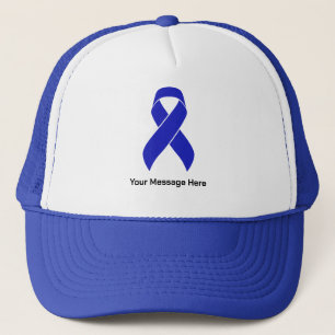 Custom Blue Ribbon Colourectal Cancer Awareness Trucker Hat