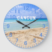 Custom Blue Sand Beach Clock