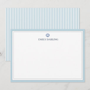 Custom Blue Seashell Logo Nautical Stationary Thank You Card