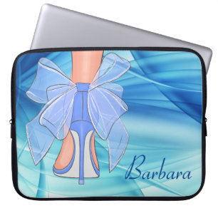 Custom Blue Silk High Heel Laptop Sleeve