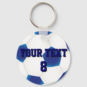 Custom Blue Soccer Ball Keychain