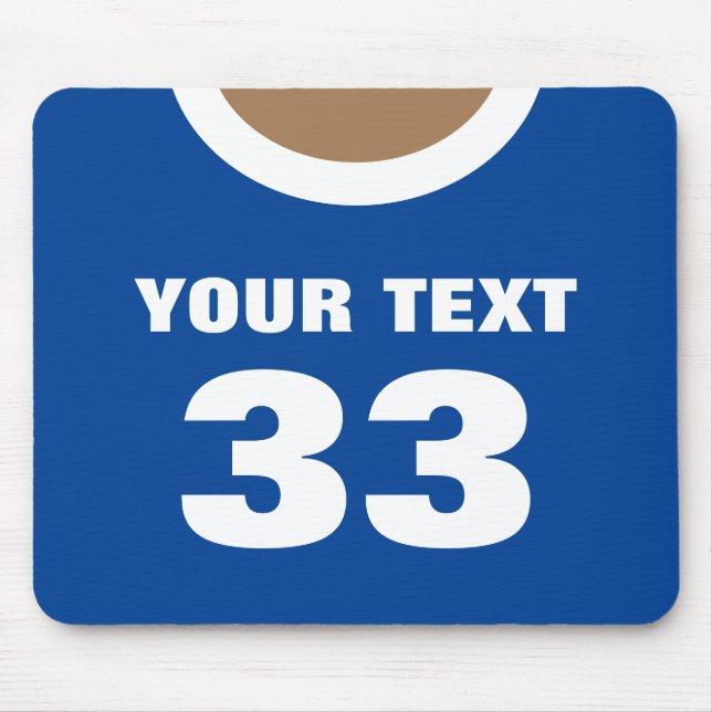 Custom blue sports jersey number mouse pad (Front)