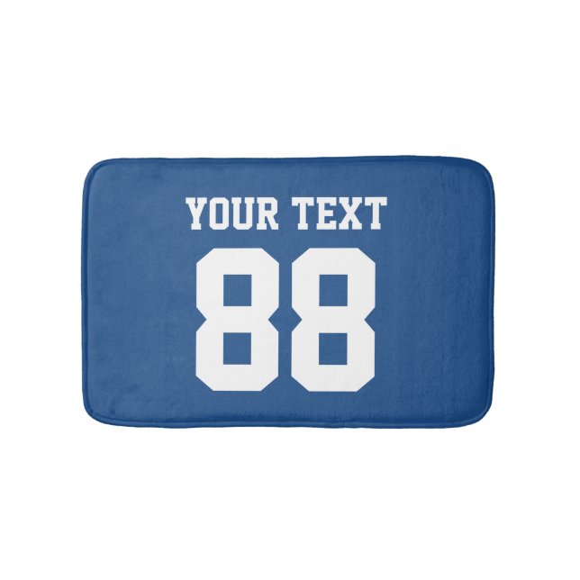 Custom blue sports jersey number non slip bath mat (Front)