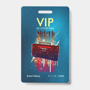Custom Blue Star Gradient VIP Pass For Events ID Badge