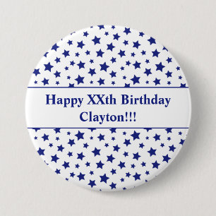 Custom Blue Stars With Message Birthday Button