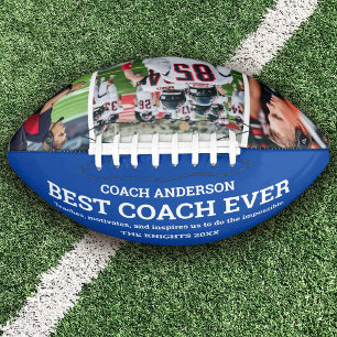 Custom Blue Team Best Coach Ever Photo Collage Football