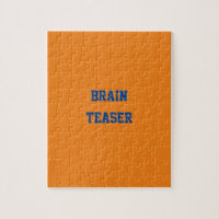 Custom Blue Text Brain Teaser Orange