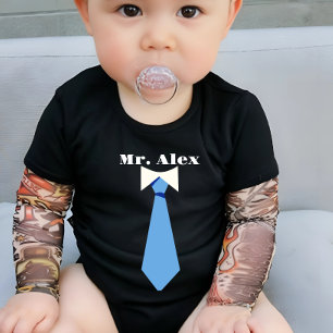Custom Blue Tie Baby Bodysuit