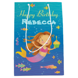 Custom Blue, Turquoise and Pink Mermaid Gift Bag
