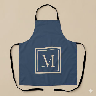 Custom Blue & Vanilla Framed Monogram Apron