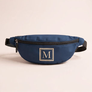 Custom Blue & Vanilla Framed Monogram Bum Bags