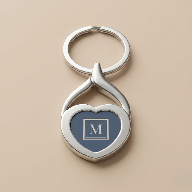 Custom Blue & Vanilla Framed Monogram Key Ring (Creator Uploaded)