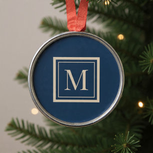 Custom Blue & Vanilla Framed Monogram Metal Tree Decoration