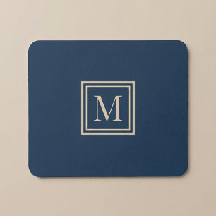 Custom Blue & Vanilla Framed Monogram Mouse Pad