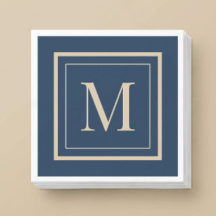Custom Blue & Vanilla Framed Monogram Napkin