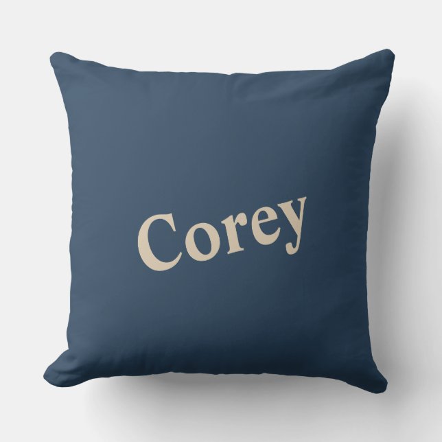 Custom Blue/Vanilla Name Throw Pillow (Front)