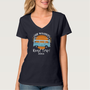 Custom Blue Vintage Camper Car Family Road Trip T-Shirt