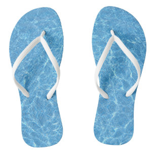 Custom Blue Water Aqua White Slim Straps Adult Jandals