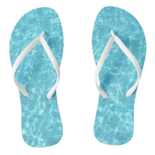 Custom Blue Water White Slim Straps Template Adult Jandals