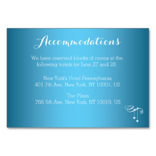 Custom Blue Wedding Accommodation Card Hearts