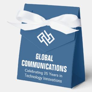 Custom Blue White Company Anniversary Office Party Favour Box