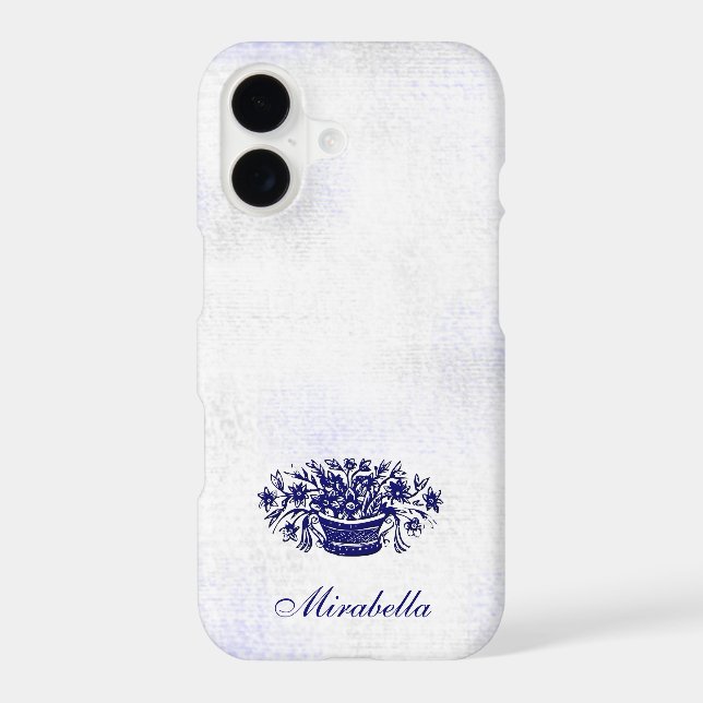 Custom Blue White Floral Rustic Blue 4.25x5.5 Flat (Back)