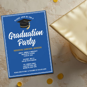 Custom Blue White Modern 2026 Graduation Party Invitation