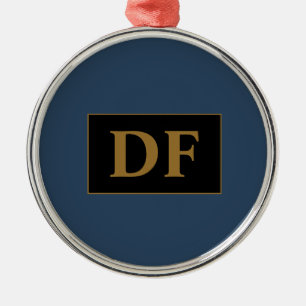 Custom Blue With Gold Initials Metal Tree Decoration