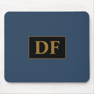 Custom Blue With Gold Initials Mouse Pad