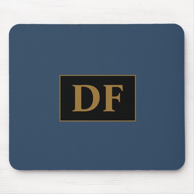 Custom Blue With Gold Initials Mouse Pad (Front)