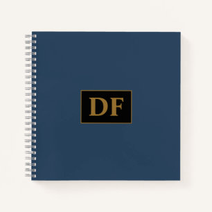 Custom Blue With Gold Initials Notebook