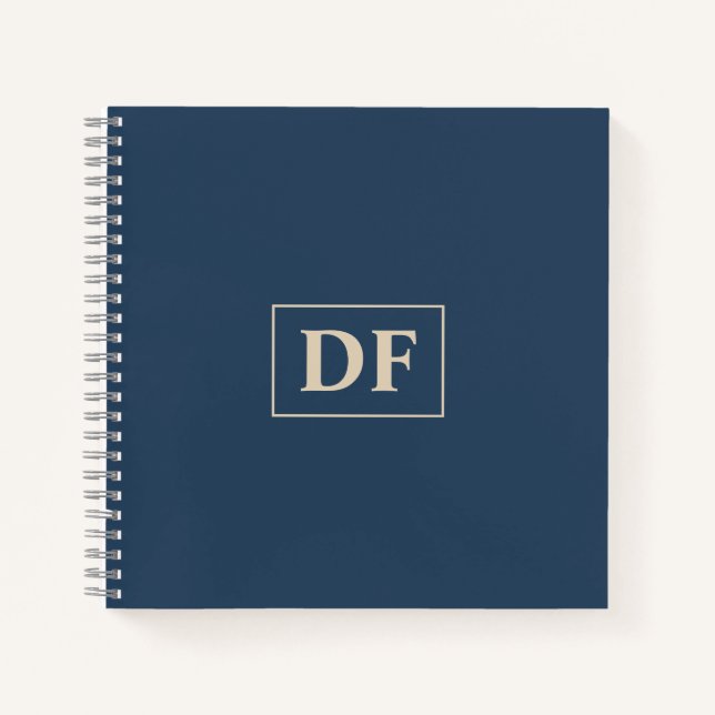 Custom Blue With Vanilla Initials Notebook (Front)