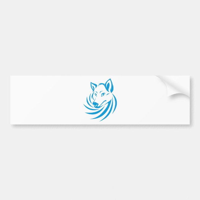 Custom Blue Wolf Logo Bumper Sticker (Front)