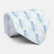Custom Bluebells White Neck Tie