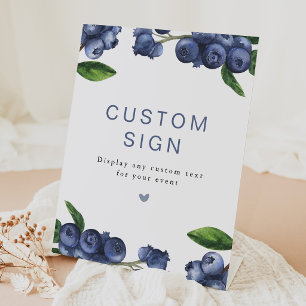 Custom Blueberry Baby Shower Table Pedestal Sign