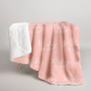 Custom Blush Bride & Groom Blanket, Mrs & Mr Gift Sherpa Blanket