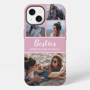 Custom Blush Pink Best Friends Photo Collage iPhone 13 Case