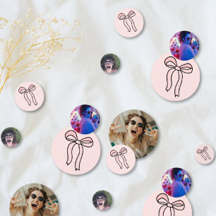 Custom Blush Pink Bow Bridal Shower Photo Confetti