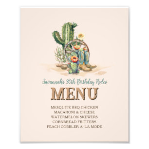 Custom Blush Pink Cowgirl Up Rodeo Party Menu Sign
