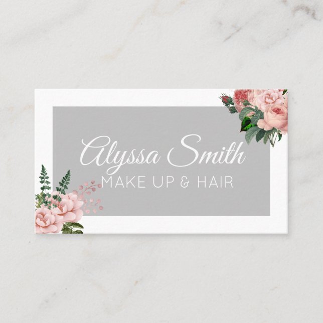 Custom Blush Pink Floral Bouquet Business Card (Front)
