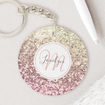 Custom Blush Pink Glitter Unicorn Monogrammed Name Key Ring<br><div class="desc">Easily personalise this beautiful sparkly pink faux glitter keychain with your custom monogram and name.</div>