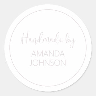 Custom Blush Pink Handmade By Classic Round Sticker
