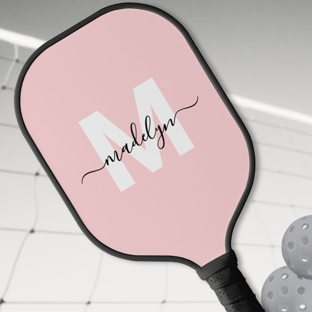 Custom Blush Pink Modern Name Monogram Pickleball Paddle (Custom Blush Pink Modern Name Monogram Pickleball Paddle)