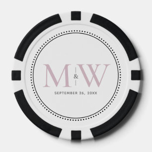 Custom Blush Pink Monogrammed Wedding Date Poker Chips